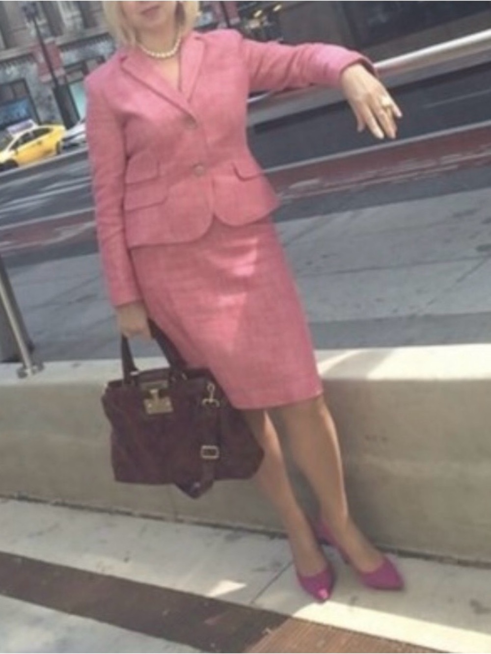 Talbots Pink Textured Pencil Skirt
